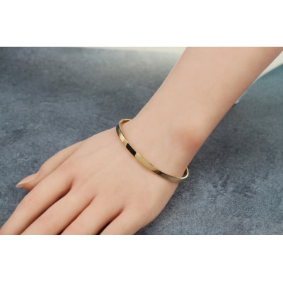 【18金イエローゴールド 平打ちバングル】上品で美しいデザイン メンズサイズ / KGB18008