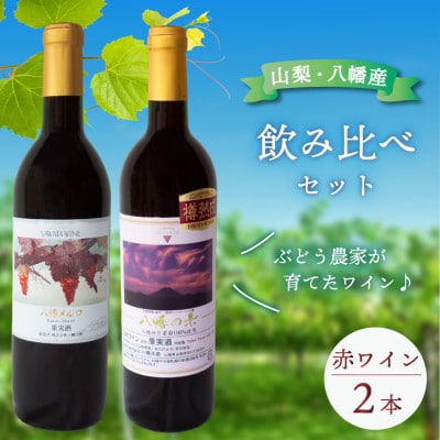 赤ワイン 飲み比べ 八幡メルロ(720ml) 八幡の赤(750ml) 山梨のぶどう使用 国産 ワイン