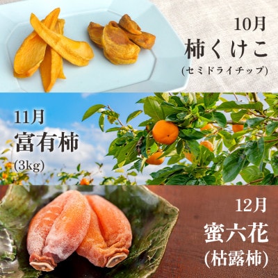 【発送月固定定期便】柿好きのための『柿づくし』セット 新鮮な柿・干し柿・オリジナルスイーツ全3回