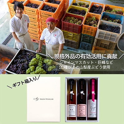 【蔵元直送】プロ御用達!ワインビネガー・バラエティ3本セット～調味料&飲む酢～世界農業遺産認定地域