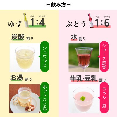 【山梨市限定】ドリンクビネガー2種 お試し飲み比べセット(ゆず・ぶどう)150ml×各1本