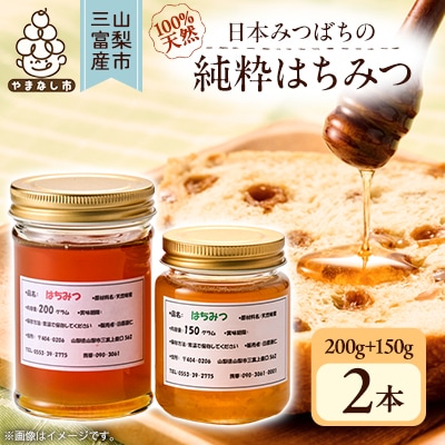 【山梨市三富産】日本みつばちの純粋はちみつ2本セット(200g+150g)