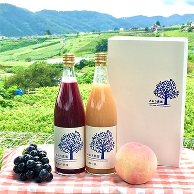 ぶどうジュース 桃ジュース 各720ml 計2本 山梨県産【牧丘の巨峰】&【山梨の桃】ジュースセット