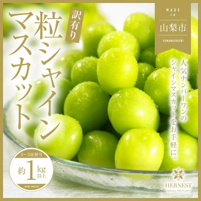 【訳あり】山梨県山梨市産　シャインマスカット　粒　約1kg以上
