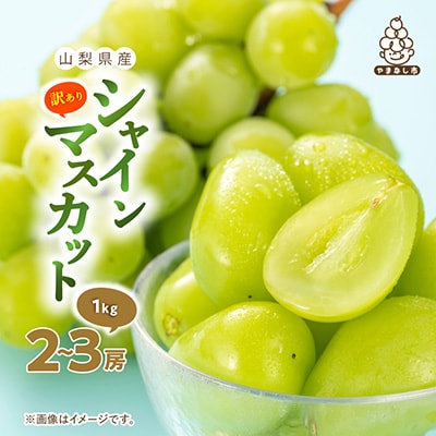 【訳あり】 池田青果のシャインマスカット2房～3房　1kg ふるさと納税