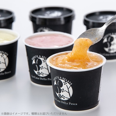 カフェラペスカのジェラート　6品種の桃の食べ比べ