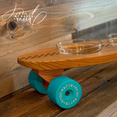 【&CRAFTS】Pet bowls stand-3BOWLS-(Blue)※名入れプレート