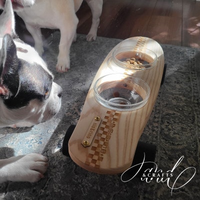 【&CRAFTS】Pet bowls stand-2BOWLS-(Black)※名入れプレート付き