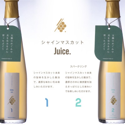 シャインマスカットジュース 300ml×2本 果汁100% ストレート スパークリングジュースセット