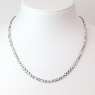 K18WG High Quality ダイヤモンド5.55ctテニスネックレス40cm