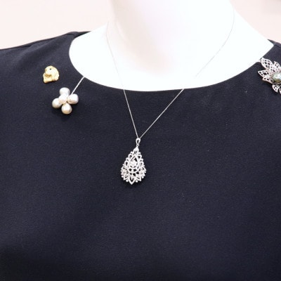 プラチナダイヤモンドペンダント【ダイヤ1.00ct・チェーン45cm】アンティーク風