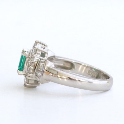 プラチナエメラルドリング【E0.44ct・D0.75ct】G3801 #12