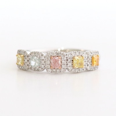 プラチナファンシーカラーダイヤモンドリング【FD0.479ct・D0.22ct】G5623