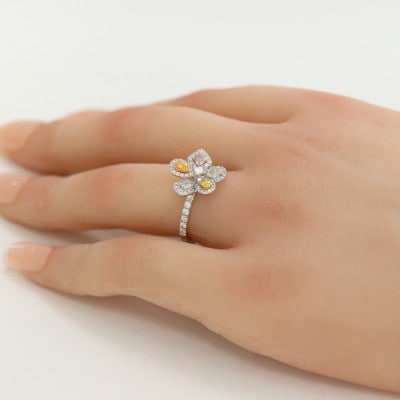 プラチナ ファンシーカラーダイヤモンドリング【FD0.533ct・D0.50ct】G5674　#12