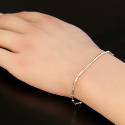 K18/K18WGパイプボールブレスレット【長さ18cm】