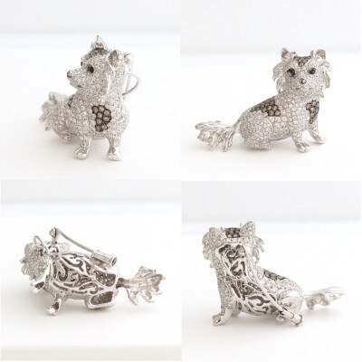 K18WGダイヤモンド チワワブローチ【D 2.52ct・BD 0.38ct・S0.03ct】