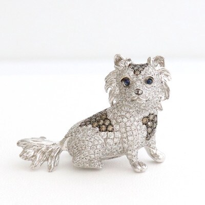 K18WGダイヤモンド チワワブローチ【D 2.52ct・BD 0.38ct・S0.03ct】