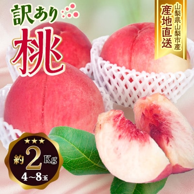 2026年発送 山梨市産 訳あり桃 約2kg(4～8玉)