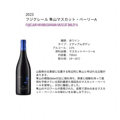 フジクレールワイナリー 隼山マスカット・ベーリーA 750ml×1本