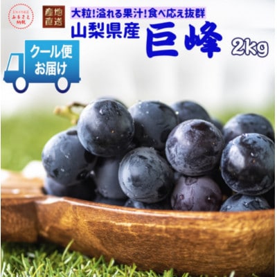 安心のクール便発送　山梨県産巨峰 2kg(3～4房)