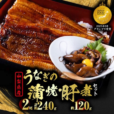 【セット】山梨県産富士山脈の地下水 うなぎの蒲焼[2尾約240g]+肝煮[約60g×2袋]
