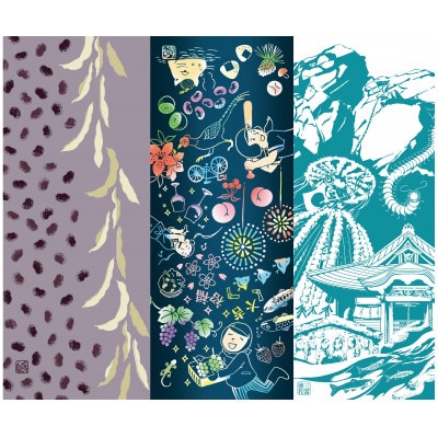 ぐらいん手ぬぐい「うつくし山梨市・山梨市宝づくし・花豆・徳和・新緑の西沢渓谷・紅葉の西沢渓谷」計6枚