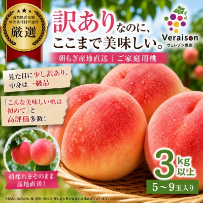 【2026発送予定】訳ありなのに高評価|朝もぎ桃3kg以上(5～9玉)農家直送・家庭用
