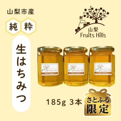 【さとふる限定】山梨市産 非加熱純粋はちみつ 185g×3本