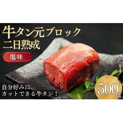 【厚切りOK】 牛タン タン元ブロック 二日熟成 塩味 500g(3～4人前)