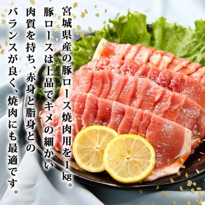 豚肉 宮城県産 タレ漬 豚ロース 1kg (500g×2パック 6～7人前)