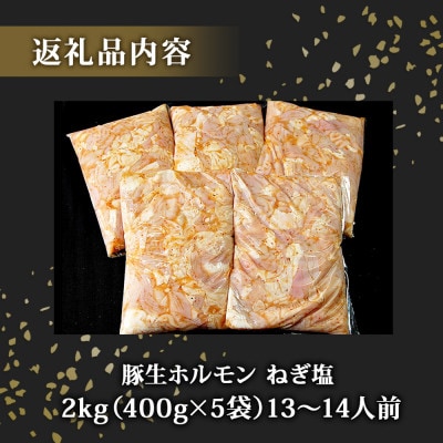 国産 豚 生ホルモン ねぎ塩味 2kg(400g×5パック)