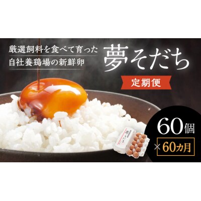【60か月定期便】お届け日時の指定可能「夢そだち60個」厳選飼料を食べて育った新鮮卵を♪A-7