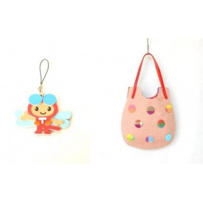 赤とんぼくんストラップ付　さをり織り製品(Cコース)　H-30