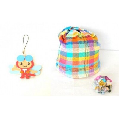 赤とんぼくんストラップ付　さをり織り製品(Dコース)　H-30