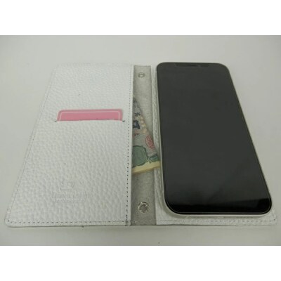 本革スマホカバー(手帳型Lサイズ)　ホワイト　H-184