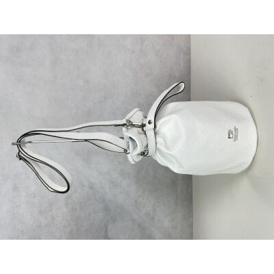 本革巾着ショルダーバッグ※ホワイト　I-20