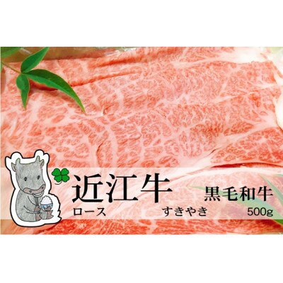 冷凍配送 実生庵の黒毛和牛近江牛【並】ロース すきやき用 500g #469