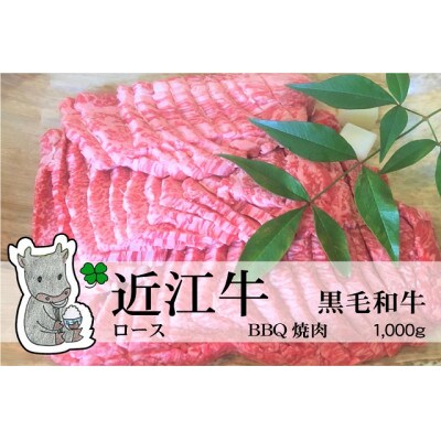 冷凍配送 実生庵の黒毛和牛近江牛【上霜降り】BBQ焼肉用 1000g #466
