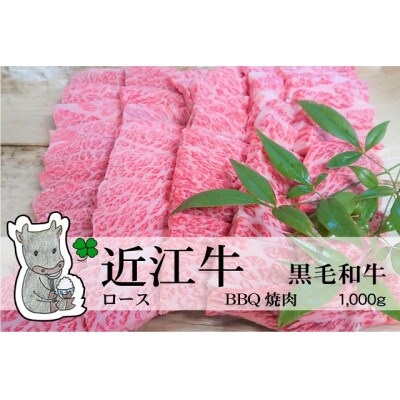 冷凍配送 実生庵の黒毛和牛近江牛【A5等級】ロース BBQ焼肉用 1000g #489