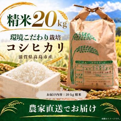 高島市 環境こだわり コシヒカリ 精米 農家直送 20kg(10kg×2)