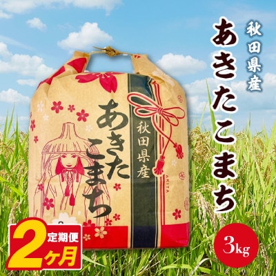 【毎月定期便】あきたこまち 3kg×1袋【白米】 秋田県産全2回