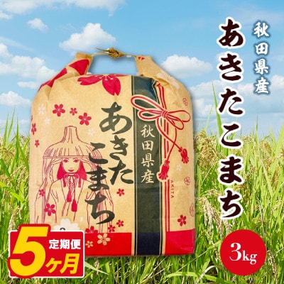 【毎月定期便】あきたこまち 3kg×1袋【白米】 秋田県産全5回
