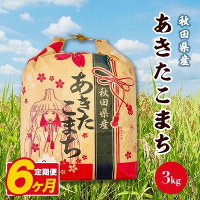 【毎月定期便】あきたこまち 3kg×1袋【白米】 秋田県産全6回