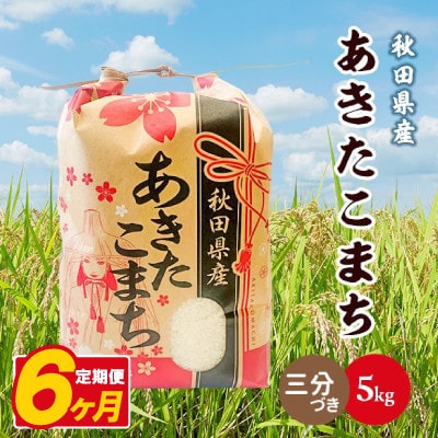 【毎月定期便】あきたこまち 5kg【3分づき(精米)】 秋田県産全6回