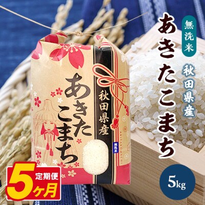 【毎月定期便】あきたこまち 5kg【精米・無洗米】 秋田県産全5回