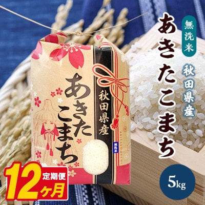 【毎月定期便】あきたこまち 5kg【精米・無洗米】 秋田県産全12回