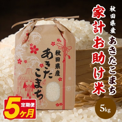【毎月定期便】あきたこまち 家計お助け米 5kg【白米】 秋田県産全5回