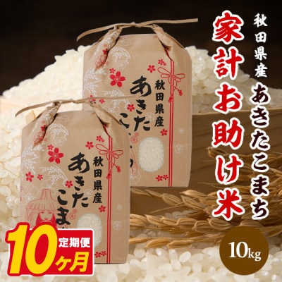 【毎月定期便】あきたこまち 家計お助け米 10kg(5kg×2袋)【白米】 秋田県産全10回