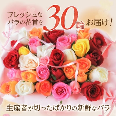 〈日付指定も可能〉ローズインにゅーよーくミックス30輪 バラ30輪詰め合わせ　お花　H193-021