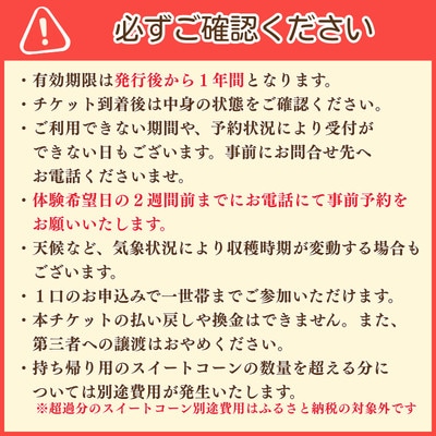 アッキーファーム スイートコーン収穫体験 (スイートコーン10本込み)